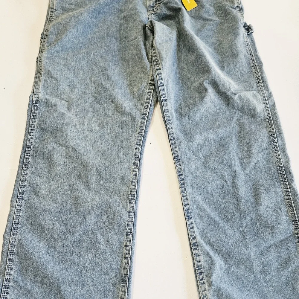 NWT Lee Men's Sz 34x30 Light Straight Leg Loose Fit Cargo Carpenter Denim Jeans